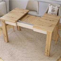 Heze Furniture Fonte 85 Modern Extending Dining Table - Artisan Oak & Beige - thumbnail 5