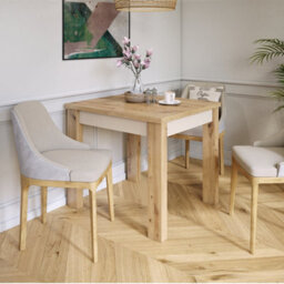 Heze Furniture Fonte 85 Modern Extending Dining Table - Artisan Oak & Beige - thumbnail 1