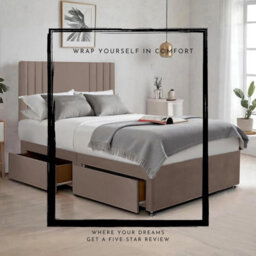 Mink Plush Sawana 6Ft Super King Size Bed With 20 Inch Headboard With Mattress And 2Drawers - thumbnail 3