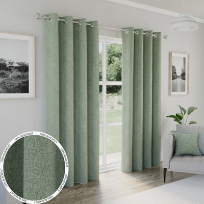 Enhanced Living Austin 100% Blackout, Thermal Green Curtains With Eyelet Header (Pair) - 46X72 Inch (117X183Cm) - image 1