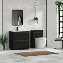 Royal Bathrooms Orion 800mm Floor Standing Bathroom Vanity Unit 2 Drawer Hale Black With Carrara White Basin & Chrome Accent Trim - thumbnail 4