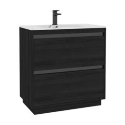 Royal Bathrooms Orion 800mm Floor Standing Bathroom Vanity Unit 2 Drawer Hale Black With Carrara White Basin & Chrome Accent Trim - thumbnail 7