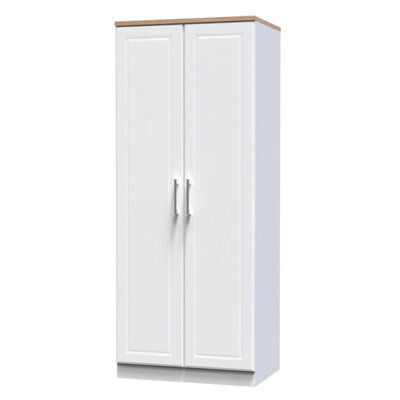 Sevilla Ready Assembled Traditional Matt White & Oak Large Double Wardrobe (H)1825mm (W)740mm (D)530mm - image 1