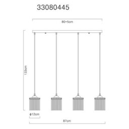 Luminosa Lighting Luminosa Leeds Bar Pendant Ceiling Light Gold Colours Antique 4X E14 - thumbnail 9