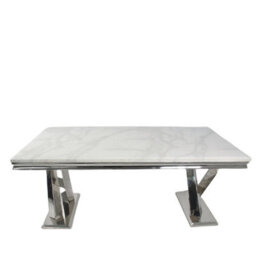 Stratus Interiors Winsor 1.8Mt Marble Dining Table Silver Base - Grey Marble - thumbnail 3