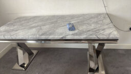 Stratus Interiors Winsor 1.8Mt Marble Dining Table Silver Base - Grey Marble - thumbnail 5