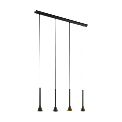 Elegant Black And Gold Pendant Ceiling Light With Adjustable Height And Gu10 Bulbs - image 1