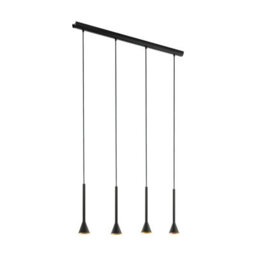 Elegant Black And Gold Pendant Ceiling Light With Adjustable Height And Gu10 Bulbs - thumbnail 1