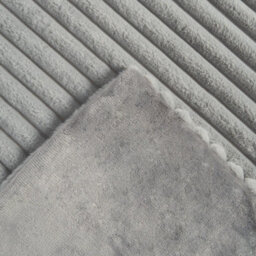OHS Faux Fur Ribbed Fleece Throw Over Bed Blanket Supersoft, Grey - 125 X 150Cm - thumbnail 5