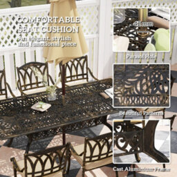 Wyld Haus Vesuno 9-Piece Bronze Cast Aluminium Garden Dining Set, Rectangular Table With Parasol Hole - thumbnail 6