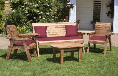 Charles Taylor Trading Five Seater Multi Set With Cushions - W350 X D150 X H98 - Fully Assembled - Burgundy - image 1
