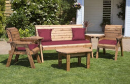 Charles Taylor Trading Five Seater Multi Set With Cushions - W350 X D150 X H98 - Fully Assembled - Burgundy - thumbnail 1