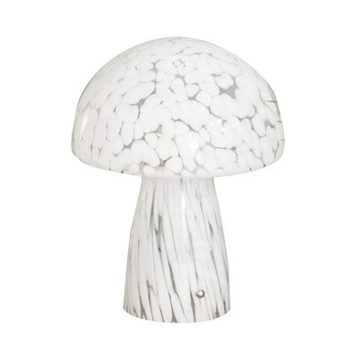 Valuelights Beau White Confetti Glass Mushroom Table Lamp With Tapered Lampshade - image 1