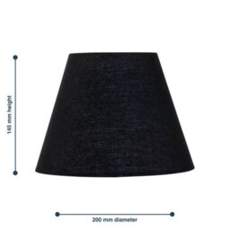 First Choice Lighting Black Cotton 20Cm Diameter Tapered Fabric Lamp Shade - thumbnail 4