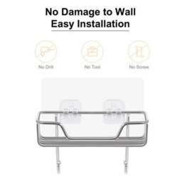 2 Packs Soap Dish W/ Hooks Soap Dish Wall Mounted Soap Holder Stainless Steel Rack Bathroom Self-Adhesive - thumbnail 3