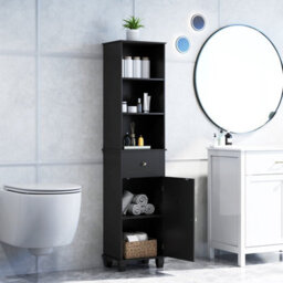 Costway 172 Cm Tall Bathroom Cabinet Freestanding Narrow Cabinet-Black - thumbnail 3