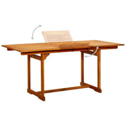 Berkfield Garden Dining Table (120-170)X80X75 Cm Solid Acacia Wood - thumbnail 3