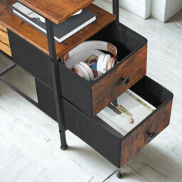 Pirlo Plush Industrial Nightstand Side End Table With Charging Station And Drawers - thumbnail 4