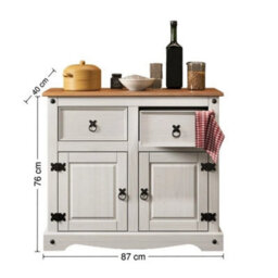Dresser Small 2 Door Sideboard White Wax Mexican Solid Pine Mercers - thumbnail 4