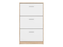 Arte Nepo Plus 70 Cm 3 Door Shoe Cabinet Oak Sonoma Carcass White Front - thumbnail 2