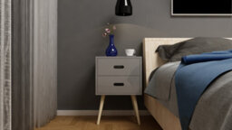 EHC Bedside Table Drawers, 2 Drawer Bedside Side Table Cabinet Storage Unit, Grey, 40 X 40 X 61.5Cms