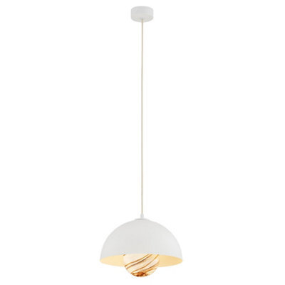 Luminosa Lighting Luminosa Piava Dome Pendant Ceiling Light White-Brown (Marble Colour), Cream White - image 1