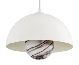Luminosa Lighting Luminosa Piava Dome Pendant Ceiling Light White-Brown (Marble Colour), Cream White - thumbnail 3
