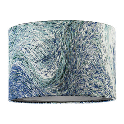 Happy Homewares Artistic And Fluid Textured Lamp Shade In Blue Teal And Soft Green - image 1