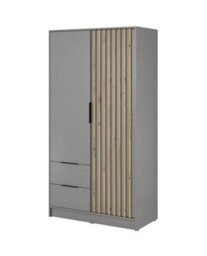 Arte Nelly Contemporary Hinged 2 Door Wardrobe Grey 2 Drawers 4 Shelves 1 Hanging Rail Lamela Decor (H)2000mm (W)1050mm (D)510mm - thumbnail 2