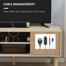 "Homcom Tv Stand Cabinet For Tvs Up To 50"" With Sliding Doors, Natural" - thumbnail 6