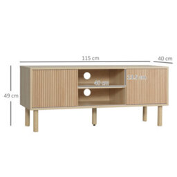 "Homcom Tv Stand Cabinet For Tvs Up To 50"" With Sliding Doors, Natural" - thumbnail 3