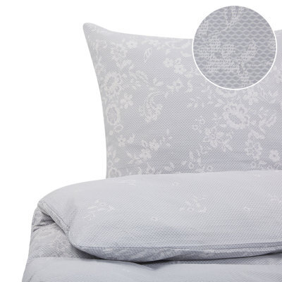 Beliani Duvet Cover Set Morningside Sateen Cotton 155 X 220 Cm Grey - image 1