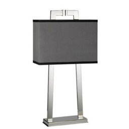 Elegant Light Grey Shade Table Lamp With Polished Nickel Finish And Led Bulb - thumbnail 2