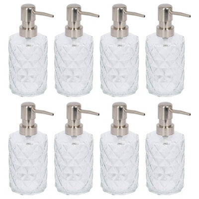 Harbour Housewares 500Ml Glass Soap Dispensers - 8X Prism Bathroom Kitchen Spa Refillable Hand Wash Or Lotion Bottle With Pump - image 1