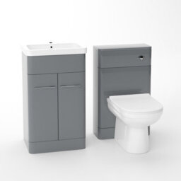 Nes Home Lex 500mm Vanity Basin Unit, Wc Unit & Elso Back To Wall Toilet Grey - thumbnail 4