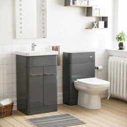 Nes Home Lex 500mm Vanity Basin Unit, Wc Unit & Elso Back To Wall Toilet Grey - thumbnail 1