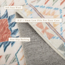 Decoranddecor Living Room Rugs, Washable Area Rugs, 120X170Cm, Non-Slip, Pet Friendly, Low Pile, Geometric Rug - Elaris - thumbnail 2