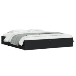Berkfield Bed Frame With Drawers Without Mattress Black 180X200 Cm Super King - thumbnail 3