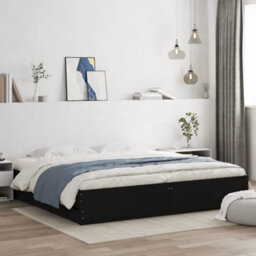 Berkfield Bed Frame With Drawers Without Mattress Black 180X200 Cm Super King - thumbnail 1