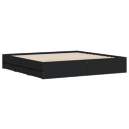 Berkfield Bed Frame With Drawers Without Mattress Black 180X200 Cm Super King - thumbnail 4