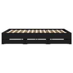 Berkfield Bed Frame With Drawers Without Mattress Black 180X200 Cm Super King - thumbnail 7