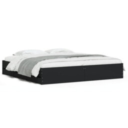 Berkfield Bed Frame With Drawers Without Mattress Black 180X200 Cm Super King - thumbnail 2