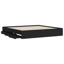 Berkfield Bed Frame With Drawers Without Mattress Black 180X200 Cm Super King - thumbnail 5
