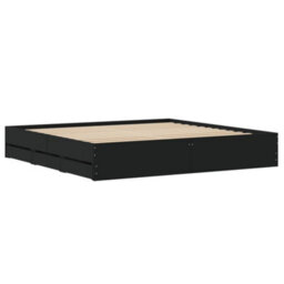 Berkfield Bed Frame With Drawers Without Mattress Black 180X200 Cm Super King - thumbnail 8