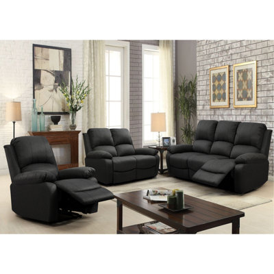 Comfy Living Reclining Fabric Sofa Set In Dark Grey- 3 Piece, 2 Piece - image 1