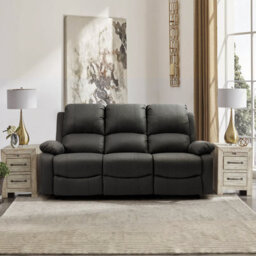 Comfy Living Reclining Fabric Sofa Set In Dark Grey- 3 Piece, 2 Piece - thumbnail 2