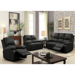 Comfy Living Reclining Fabric Sofa Set In Dark Grey- 3 Piece, 2 Piece - thumbnail 1