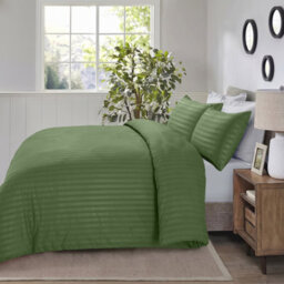 Moonlight Bedding Stripe Duvet Cover & Pillowcase Set Super King (Olive Green, 260X220Cm) - thumbnail 5