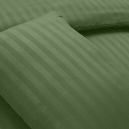 Moonlight Bedding Stripe Duvet Cover & Pillowcase Set Super King (Olive Green, 260X220Cm) - thumbnail 3
