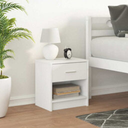 Berkfield Durable Bedside Cabinet With Drawer White 39X28X41 Cm - thumbnail 2